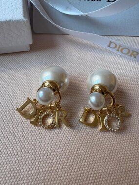 Dior Pearl Earrings with Packaging